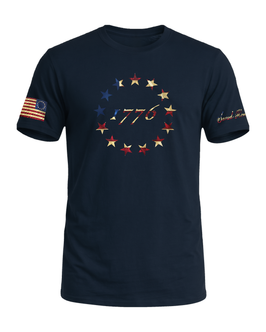 Sacred Honor 1776 Betsy Ross 13 Stars Tee in Old Glory Navy — American-made