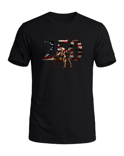 America 250 The Spirit of 76 tee, Midnight Patriot, front