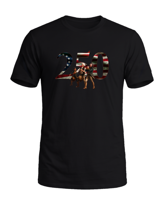 America 250 The Spirit of 76 tee, Midnight Patriot, front