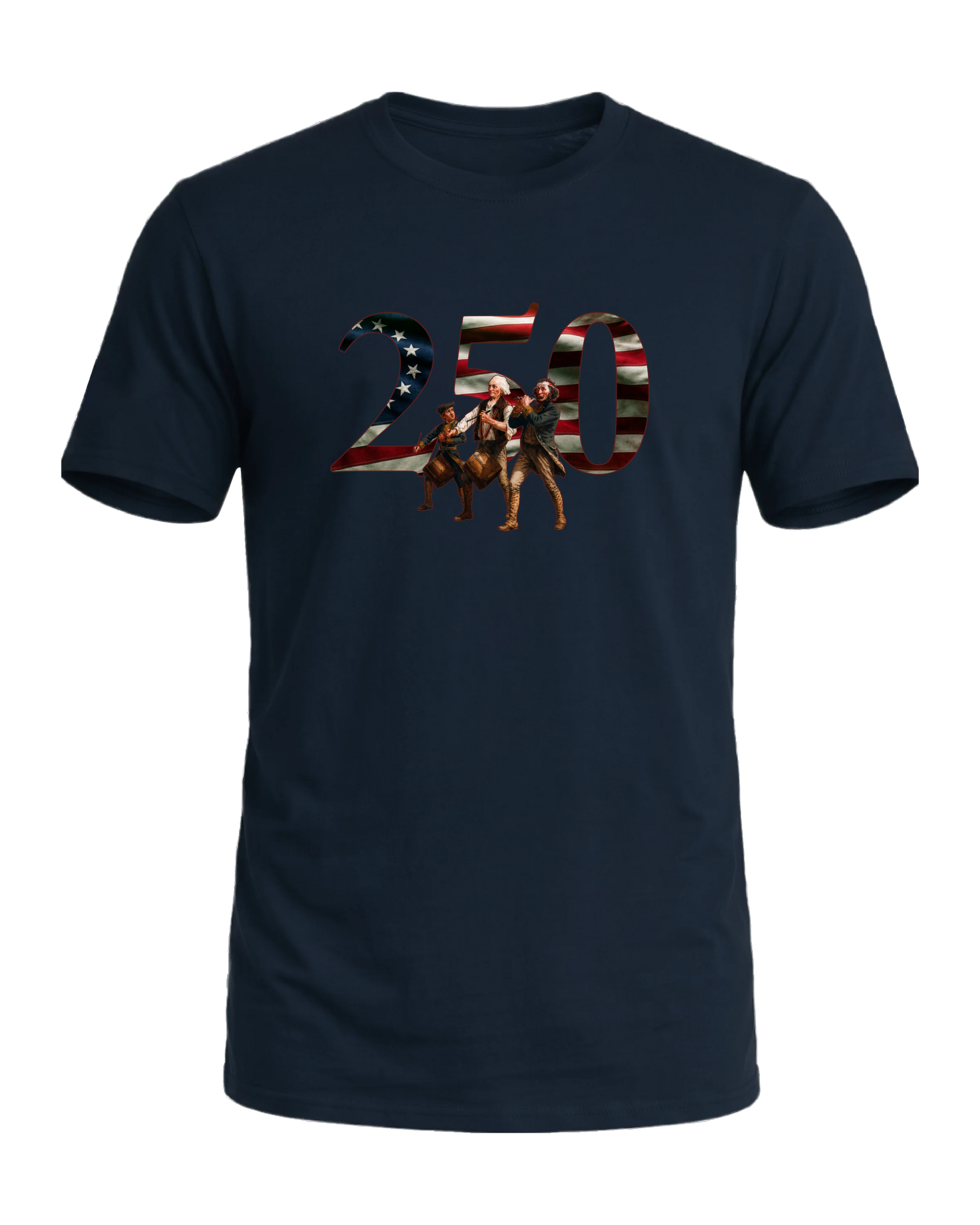 America 250 The Spirit of 76 tee, Old Glory Navy, front