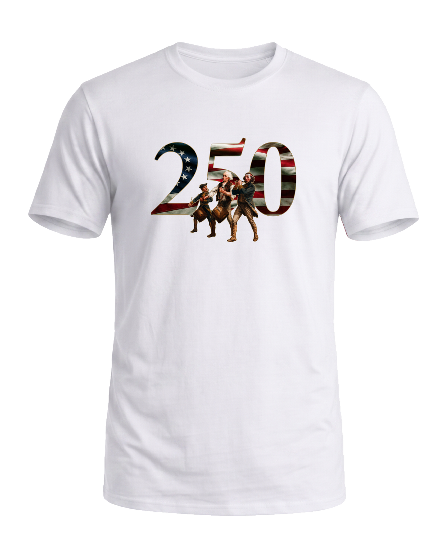 America 250 The Spirit of 76 tee, Liberty White, front