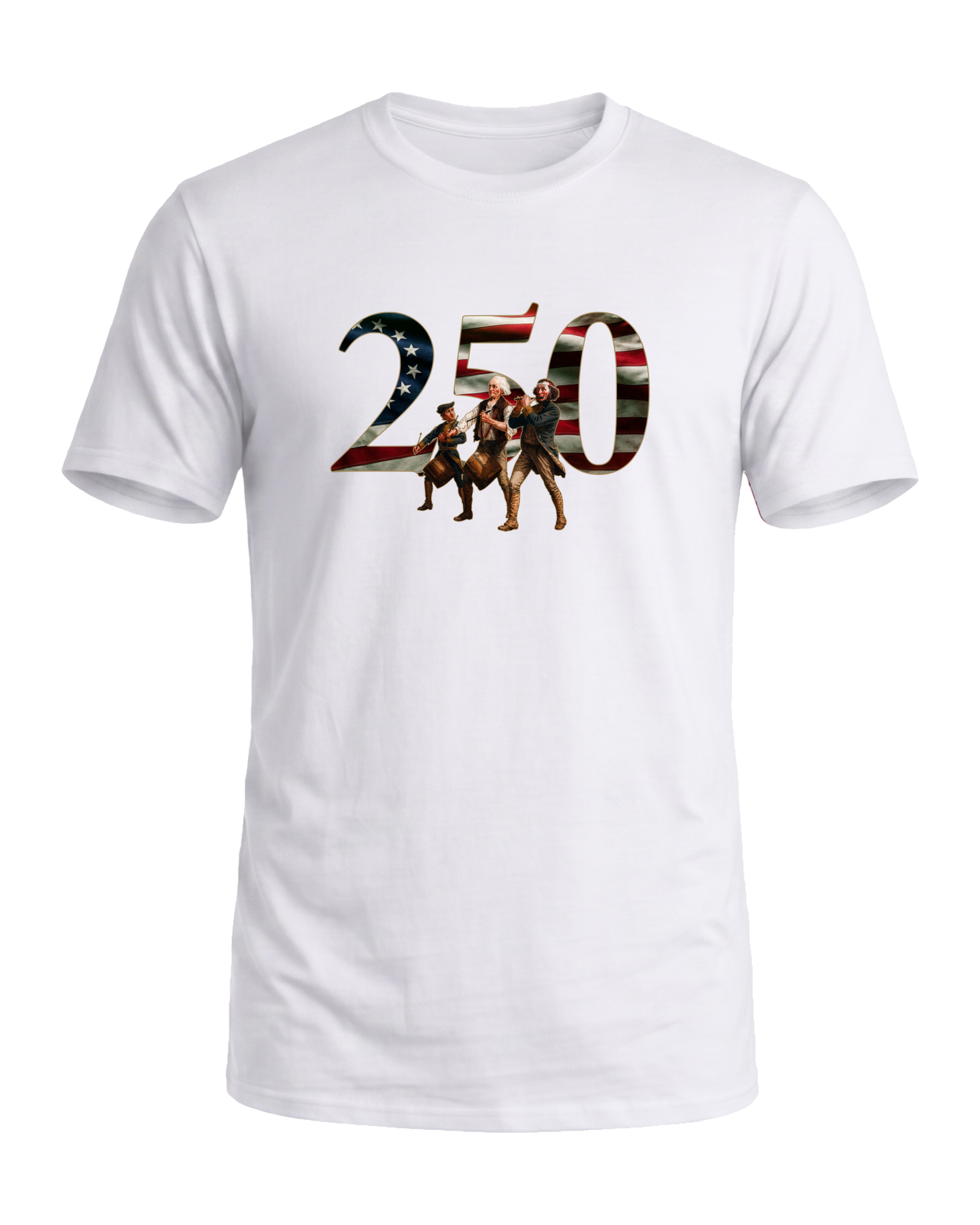 America 250 The Spirit of 76 tee, Liberty White, front
