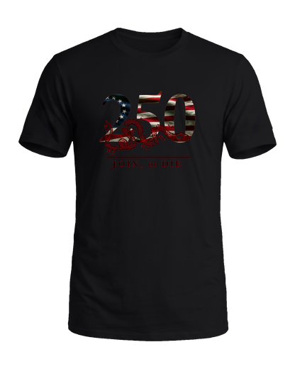 America 250 Join or Die tee, Midnight Patriot, front