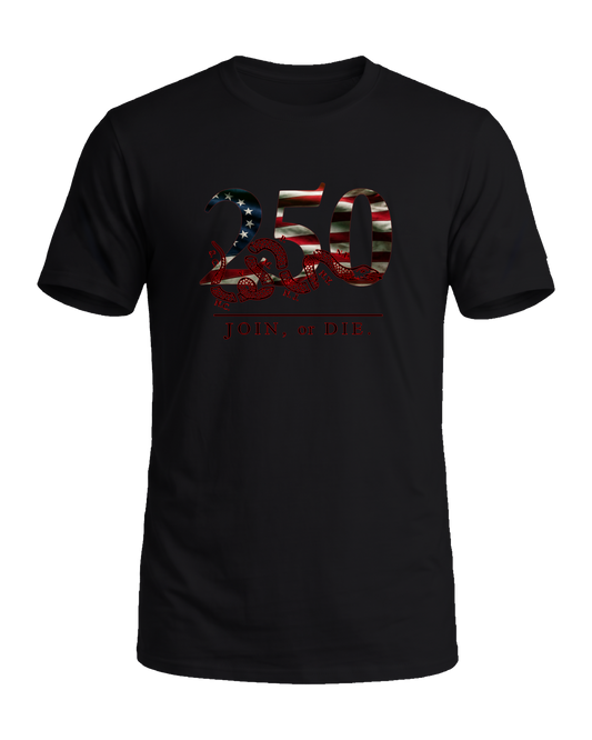 America 250 Join or Die tee, Midnight Patriot, front