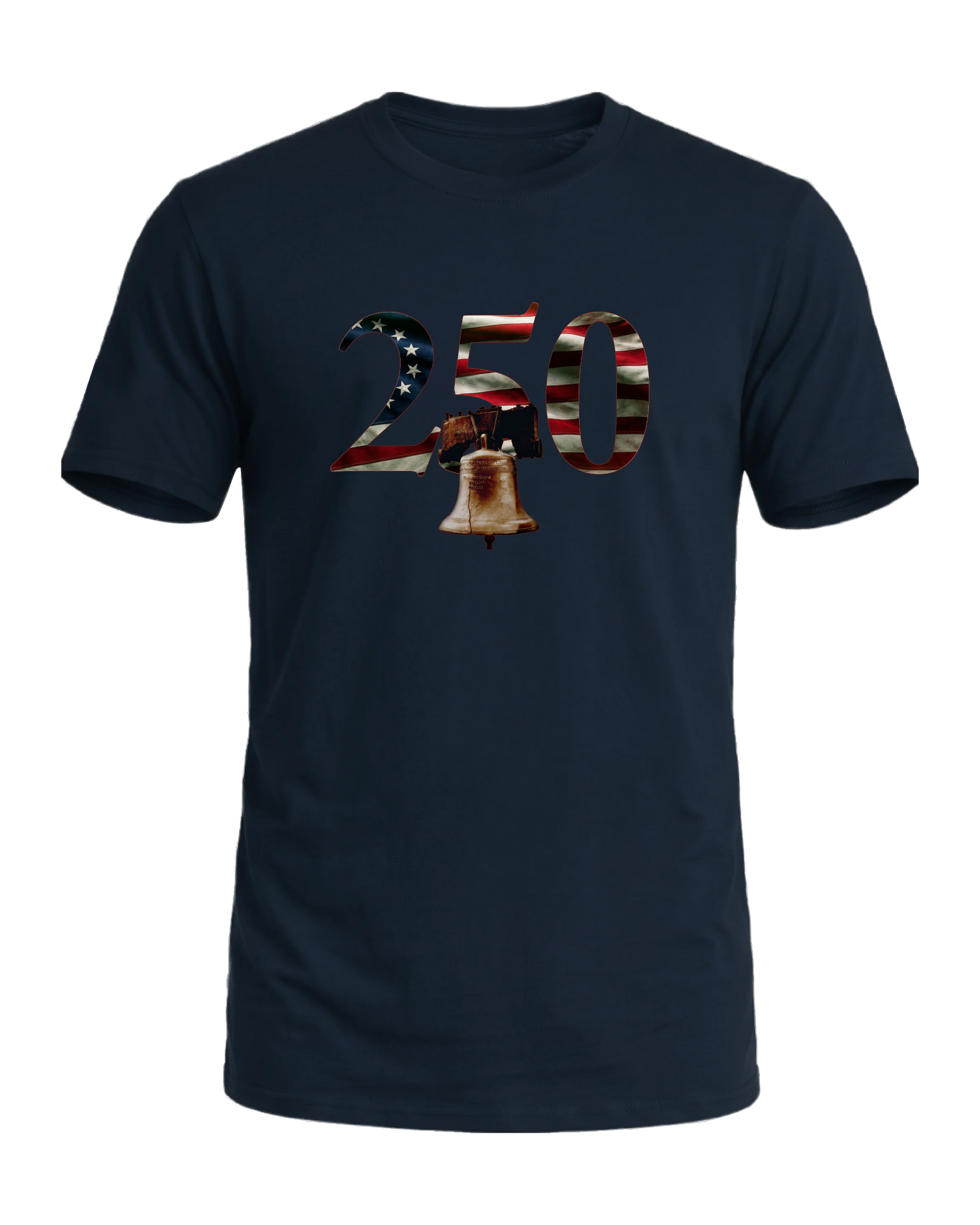 America 250 Liberty Bell tee, Old Glory Navy, front