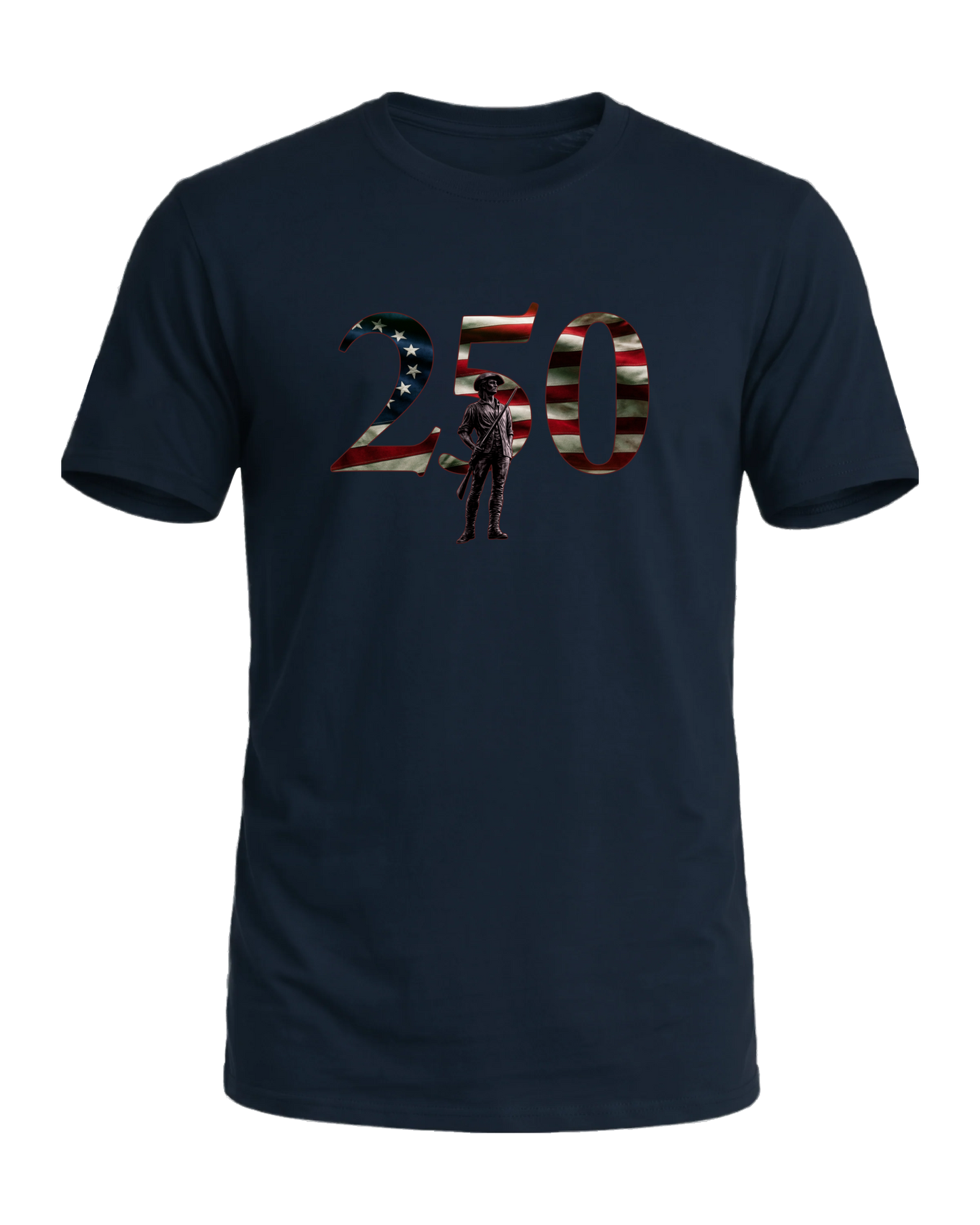 America 250 The Minute Man tee, Old Glory Navy, front