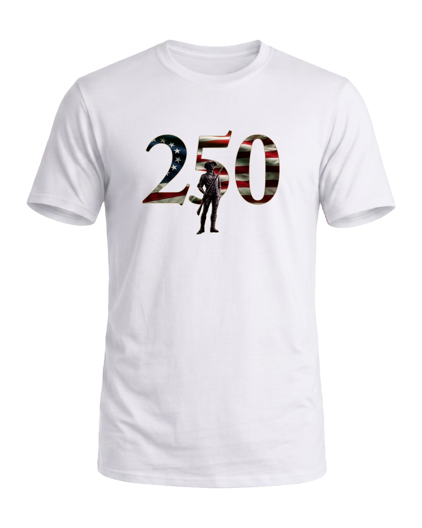 America 250 The Minute Man tee, Liberty White, front