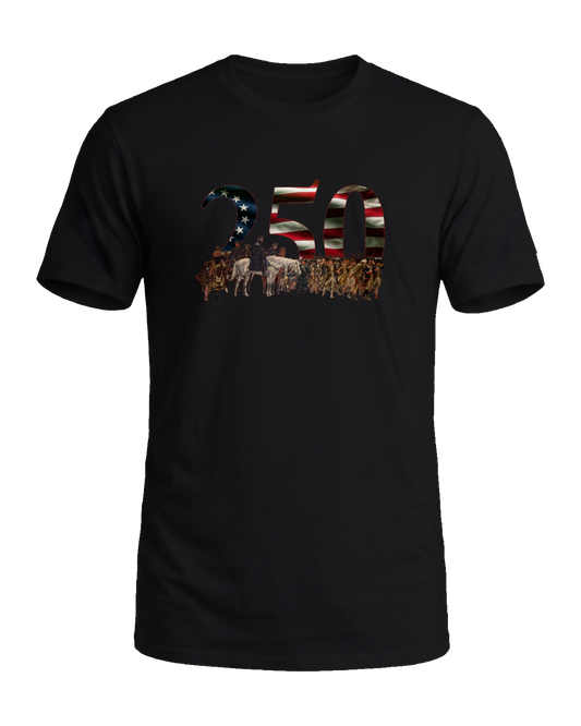 America 250 March to Valley Forge tee, Midnight Patriot, front