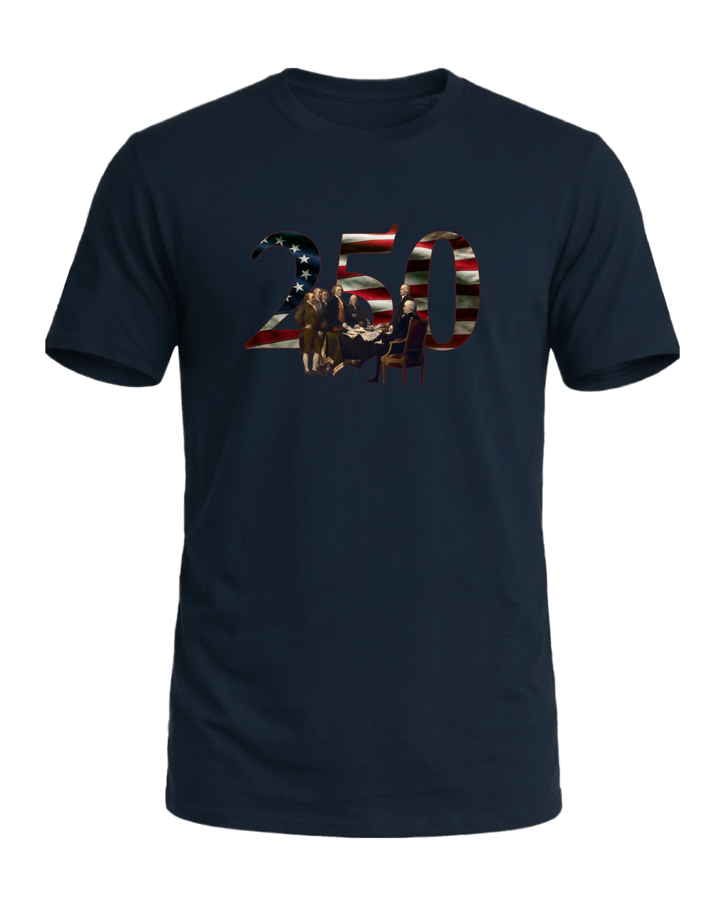 America 250 The Signing tee, Old Glory Navy, front