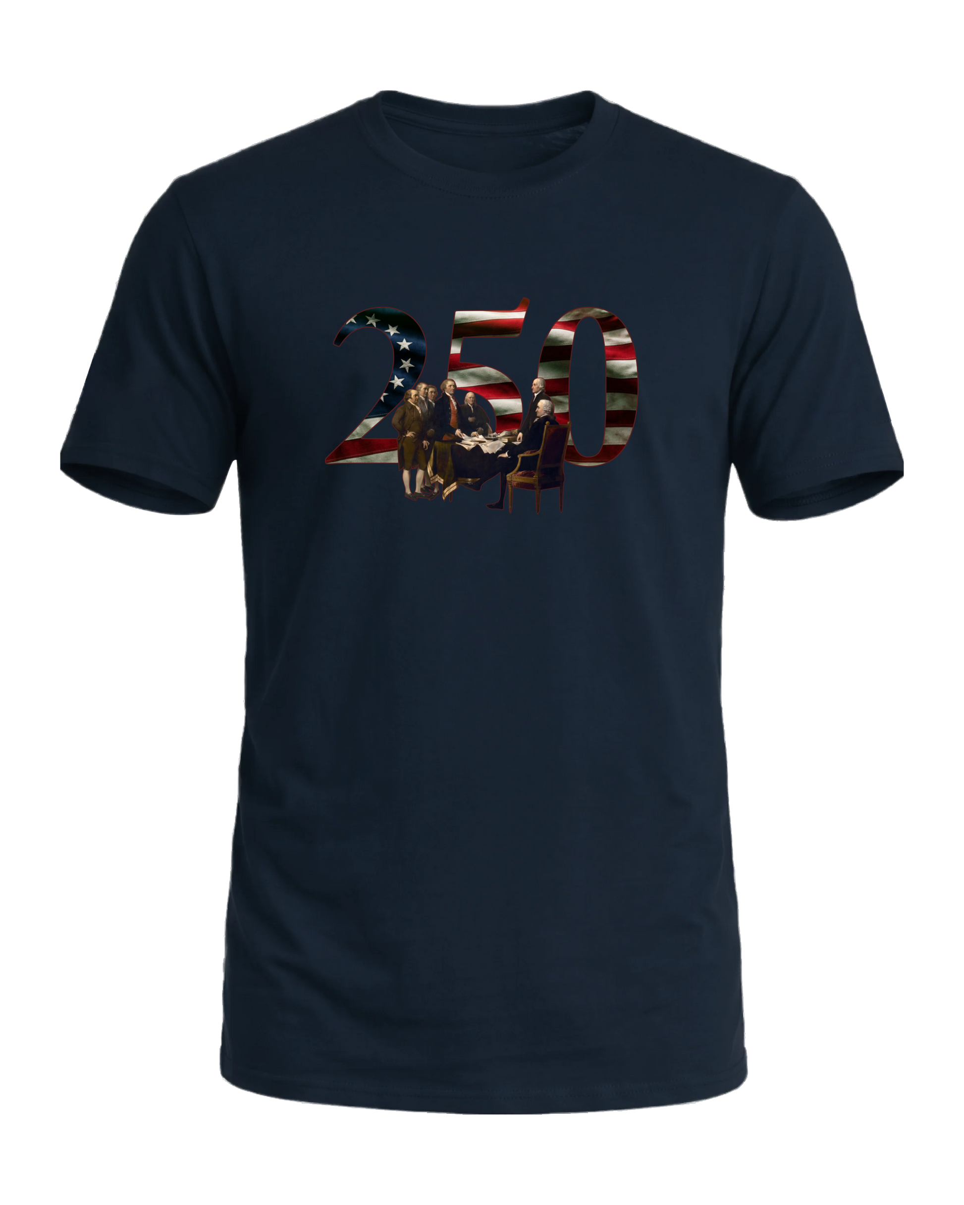 America 250 The Signing tee, Old Glory Navy, front