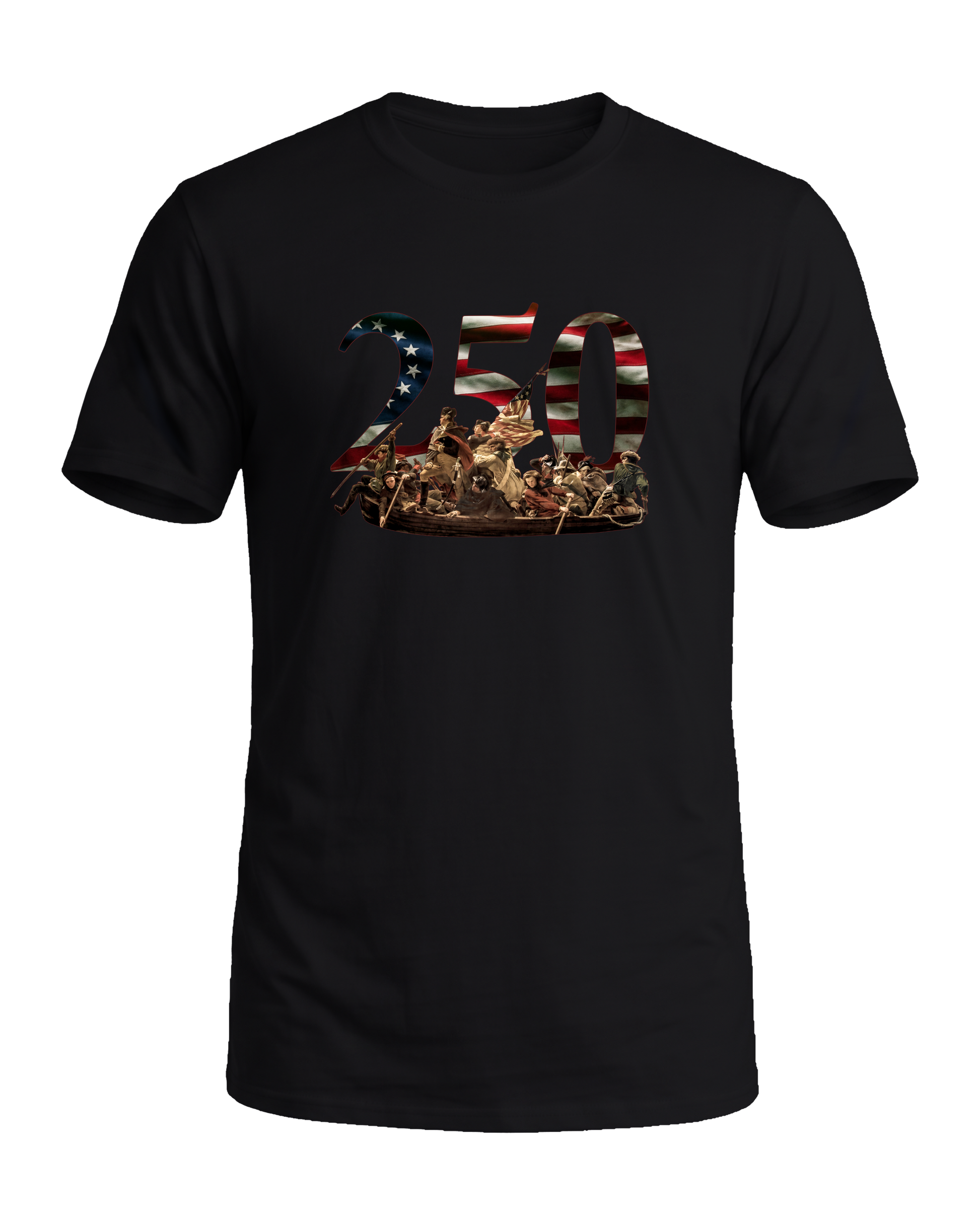 America 250 Washington's Crossing tee, Midnight Patriot, front