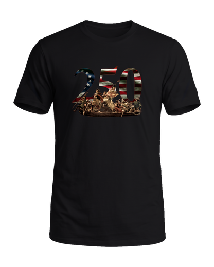 America 250 Washington's Crossing tee, Midnight Patriot, front