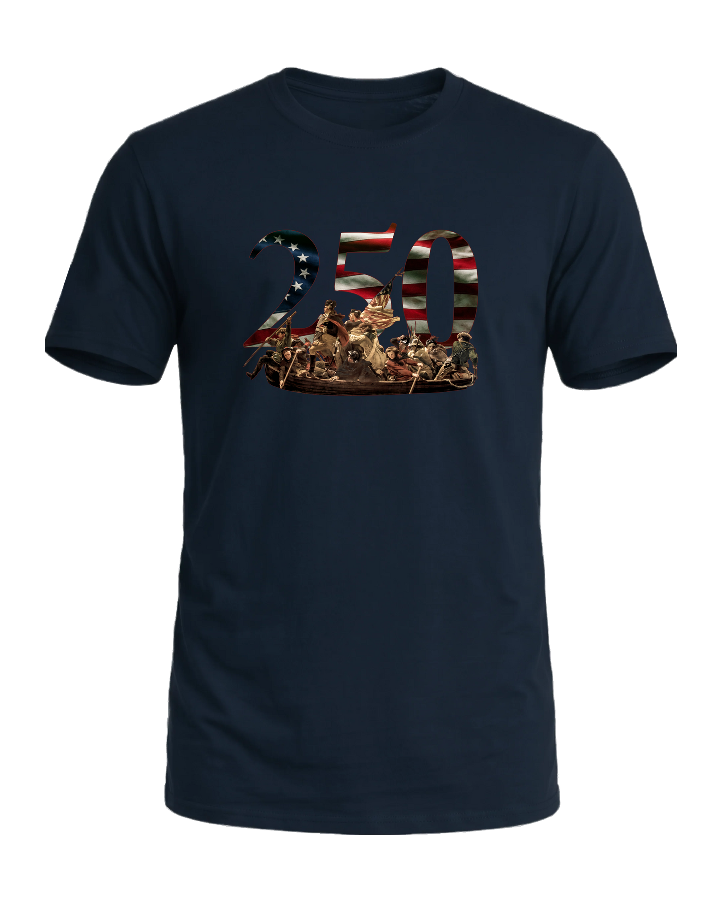 America 250 Washington's Crossing tee, Old Glory Navy, front