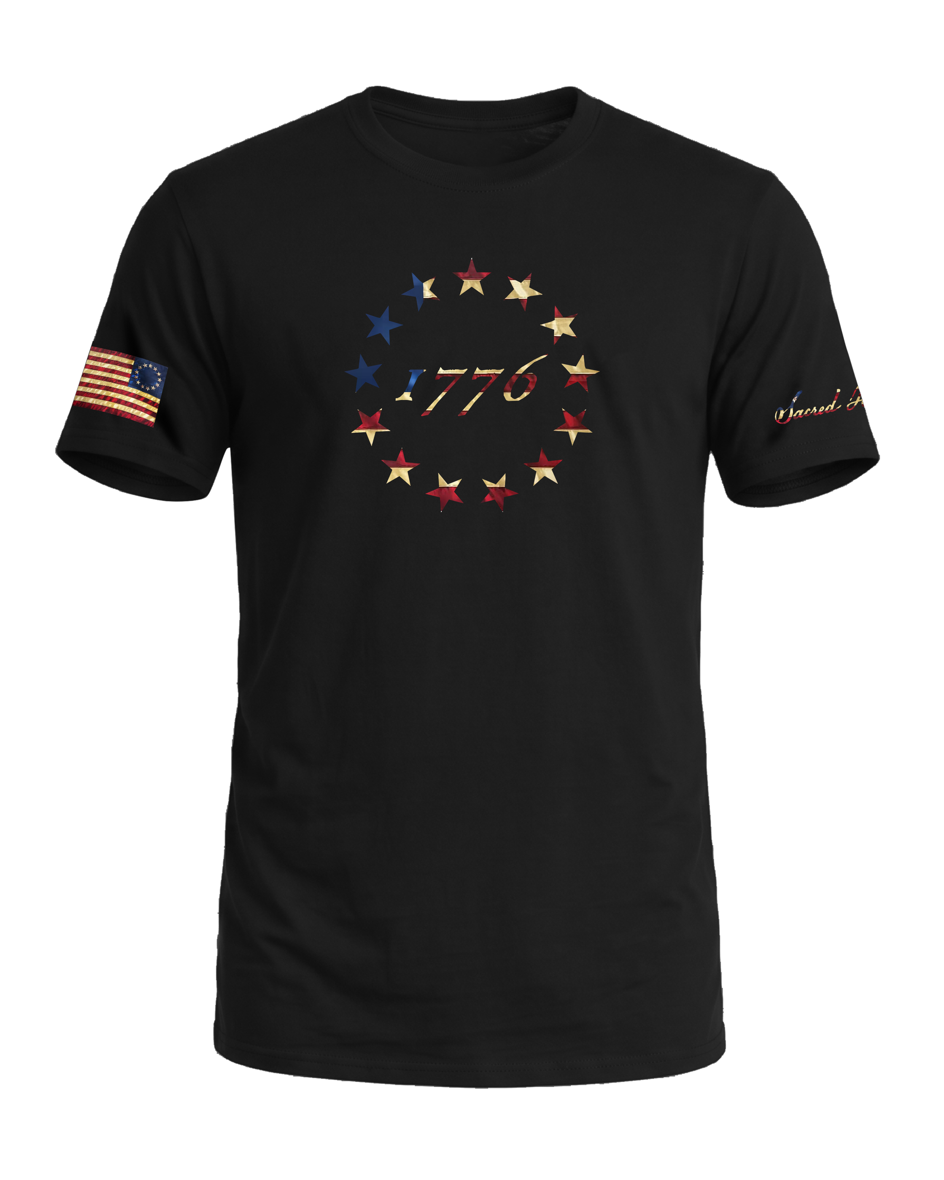 Sacred Honor 1776 Betsy Ross 13 Stars Tee in Midnight Patriot, American-made