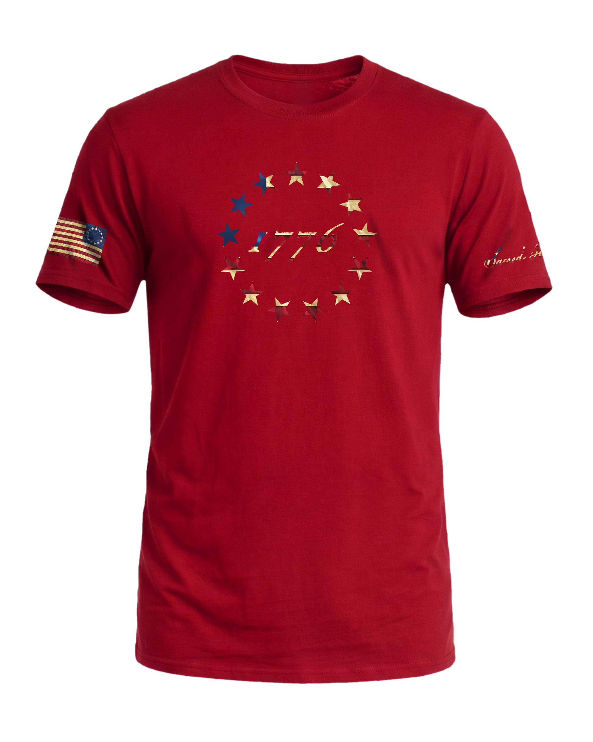 Sacred Honor 1776 Betsy Ross 13 Stars Tee in Valley Forge Red, American-made