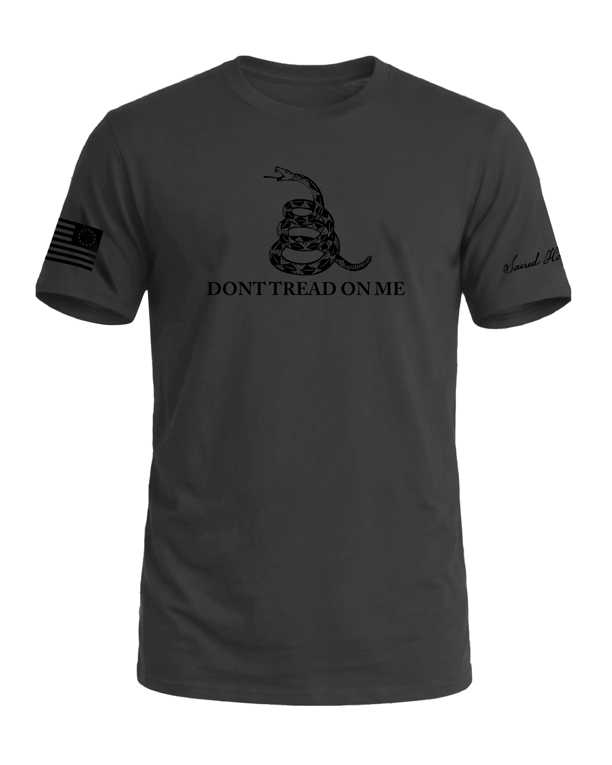 Sacred Honor Never Surrender Don't Tread On Me Tee in Gunmetal Grey, American-made