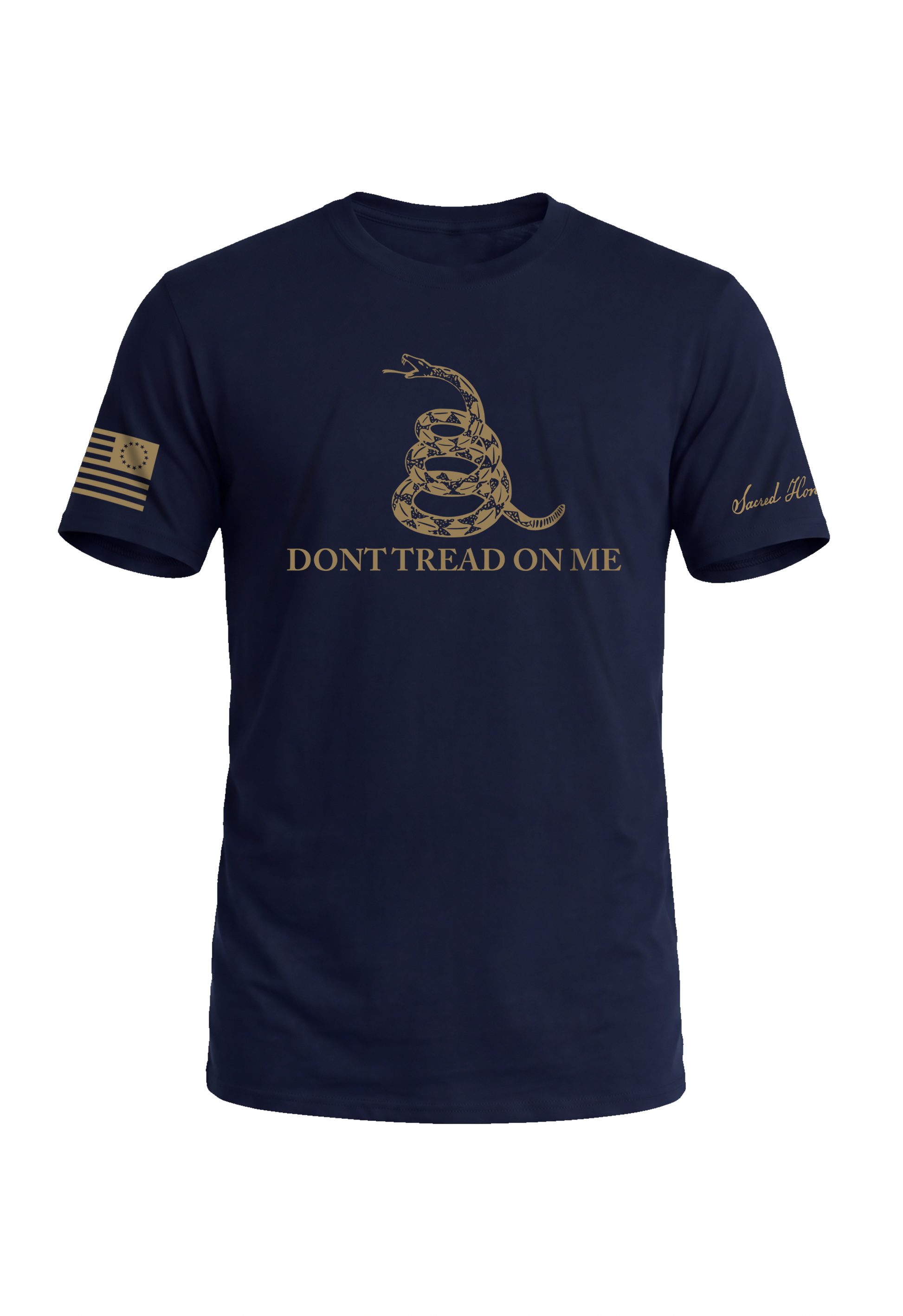 Never Surrender Don't Tread On Me Tee in Old Glory Navy — American-made