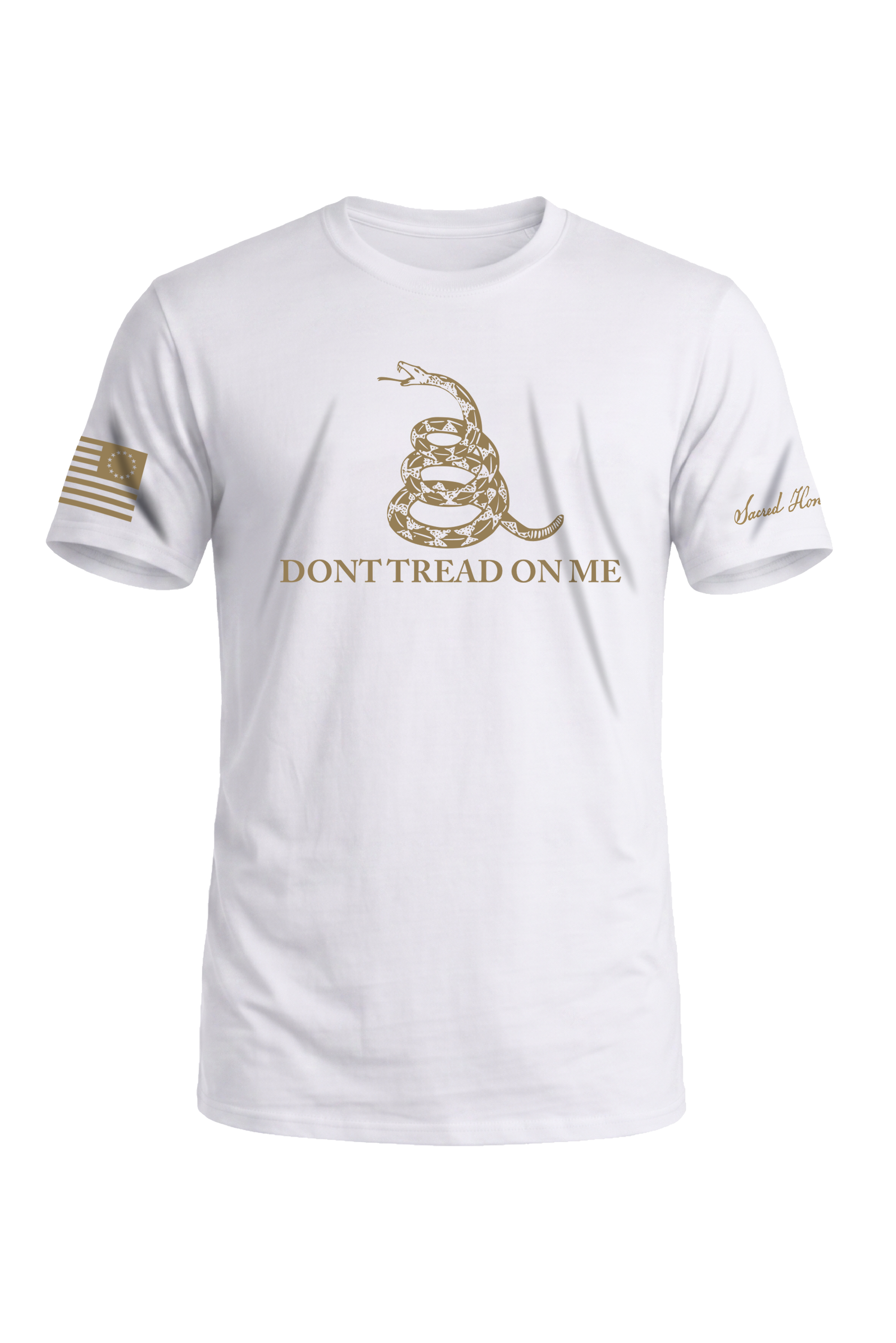 Never Surrender Don't Tread On Me Tee in Liberty White — American-made