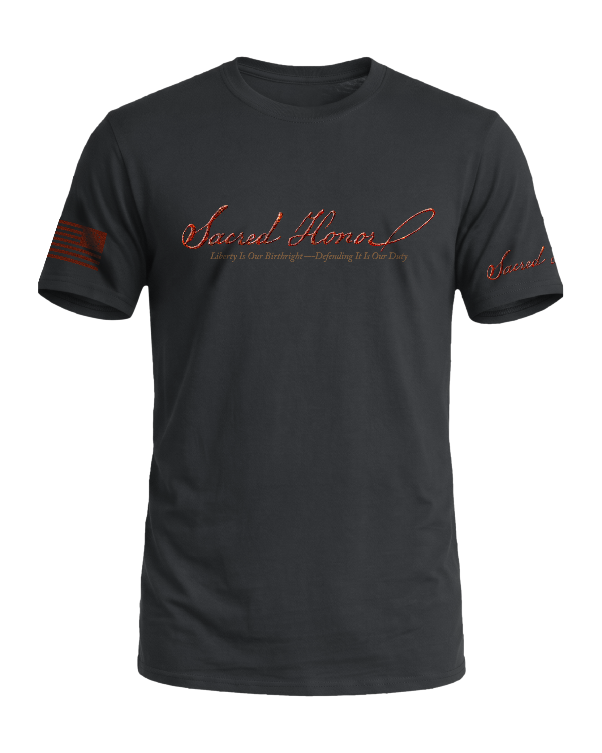 Sacred Honor Liberty Is Our Birthright Tee in Gunmetal Grey — American-made