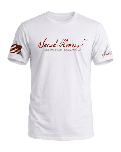 Sacred Honor Liberty Is Our Birthright Tee in Liberty White — American-made