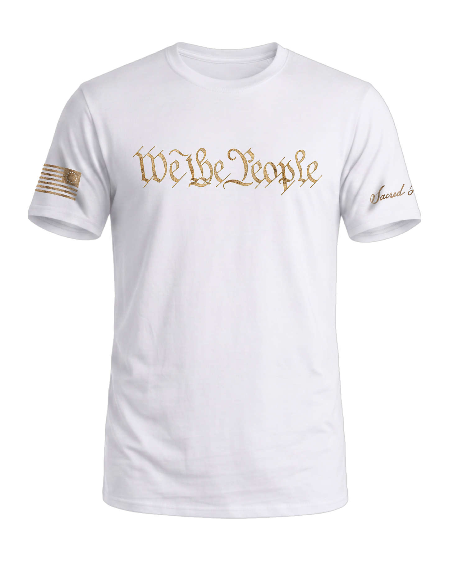 Sacred Honor We The People Weathered Parchment Tee in Liberty White — American-made