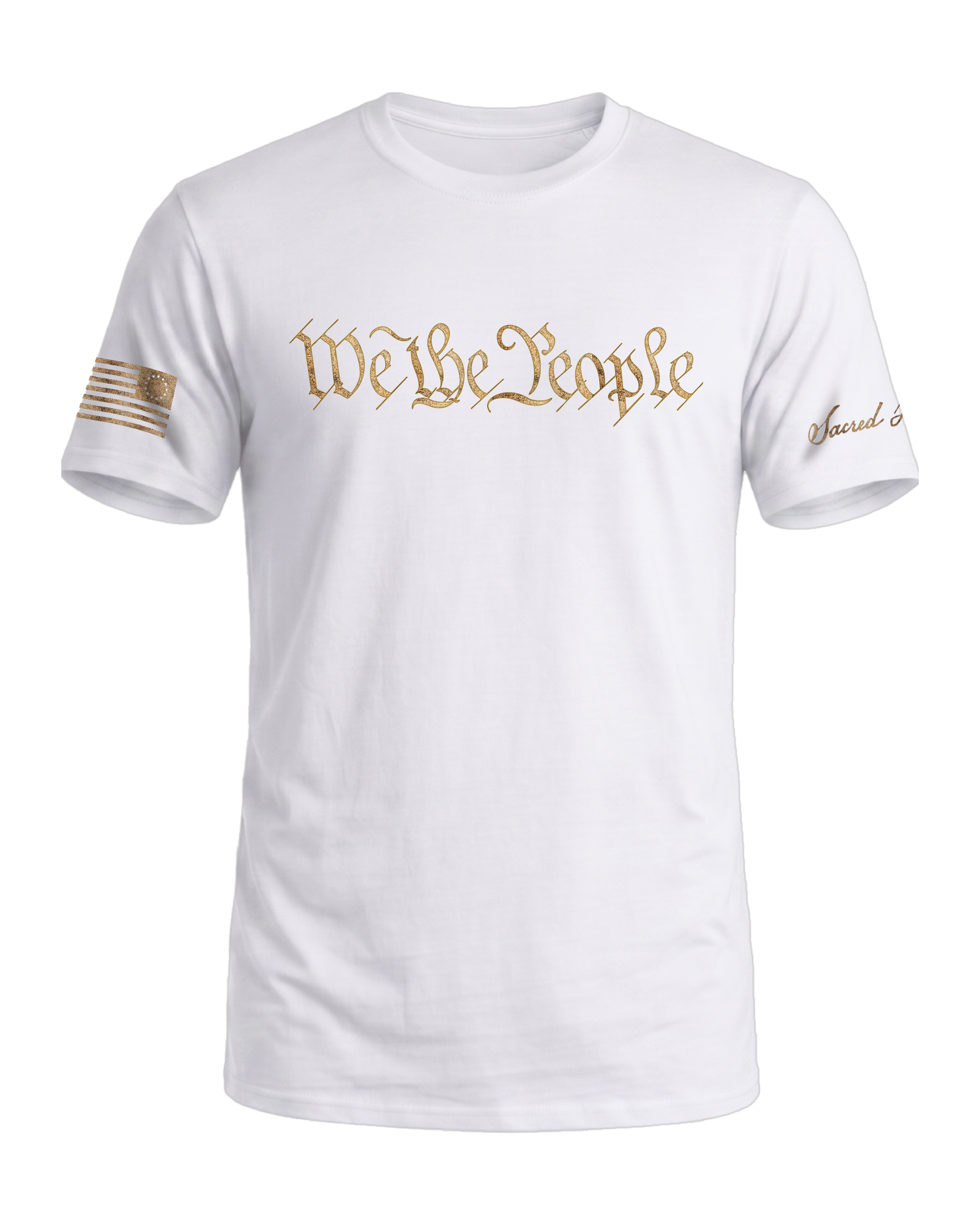 Sacred Honor We The People Weathered Parchment Tee in Liberty White — American-made