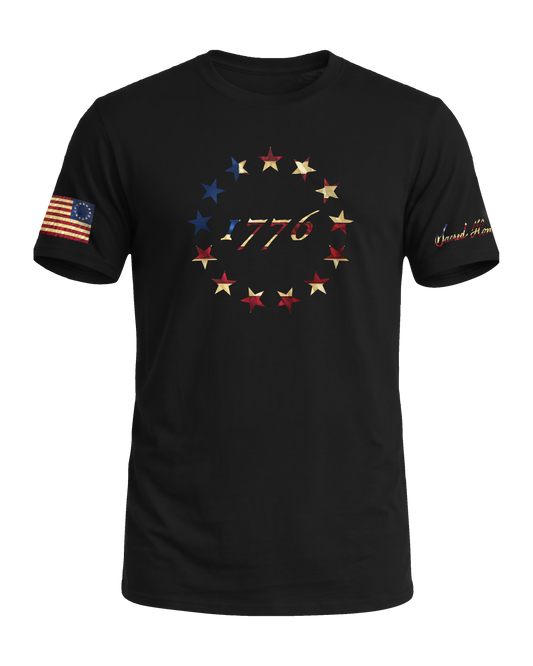 Sacred Honor 1776 Betsy Ross 13 Stars Tee in Midnight Patriot — American-made
