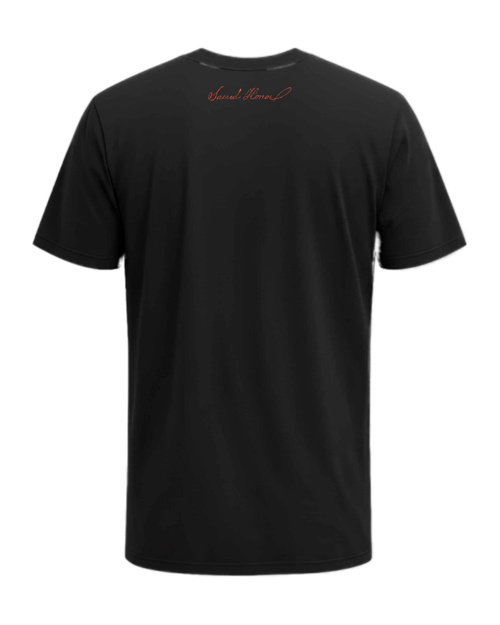 America 250 tee back with Sacred Honor logo, Midnight Patriot