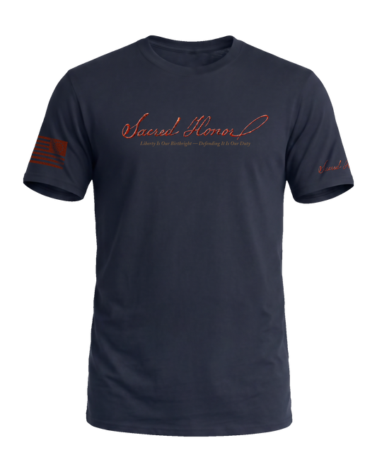 Sacred Honor Liberty Is Our Birthright Tee in Old Glory Navy — American-made