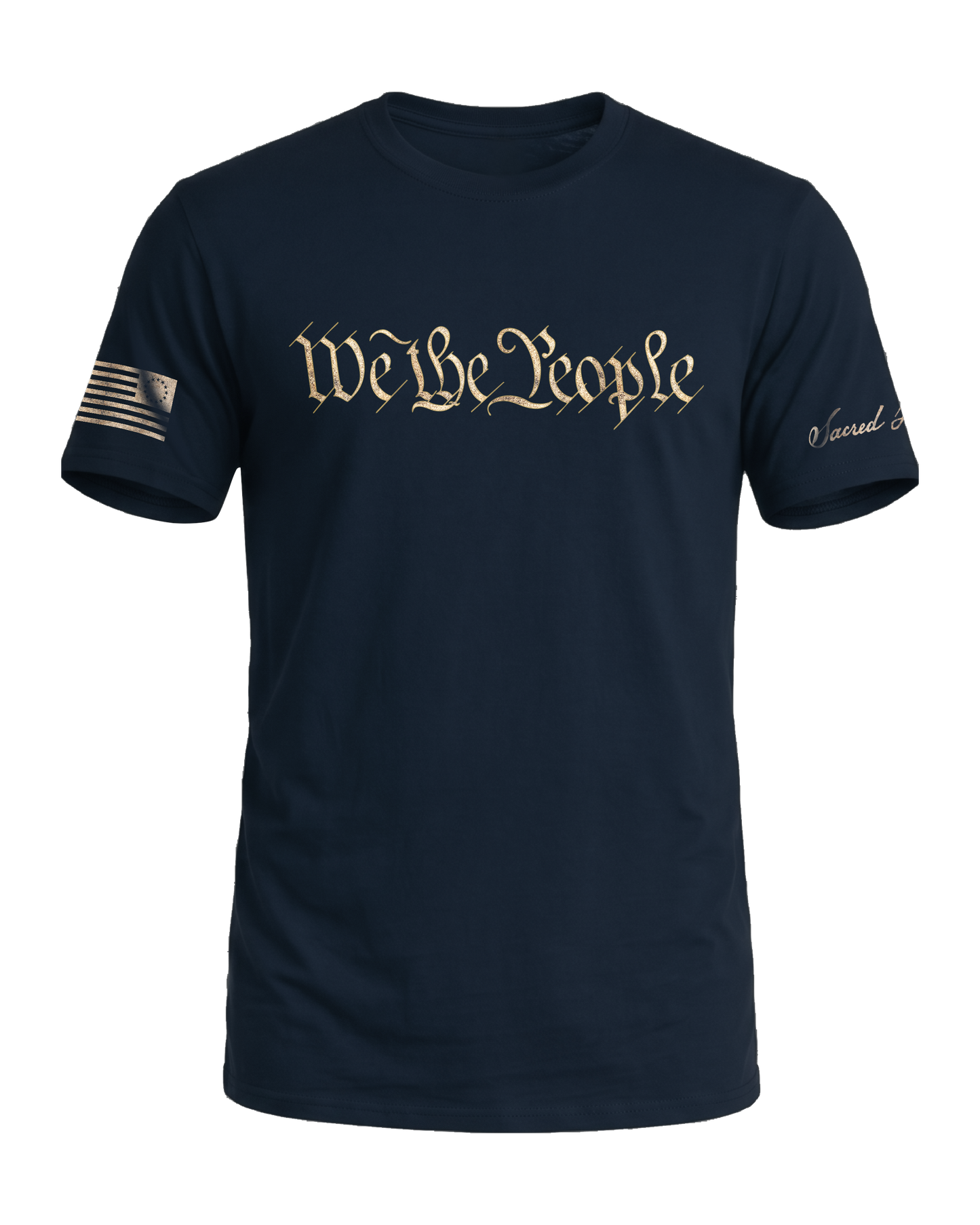 Sacred Honor We The People Weathered Parchment Tee in Old Glory Navy — American-made