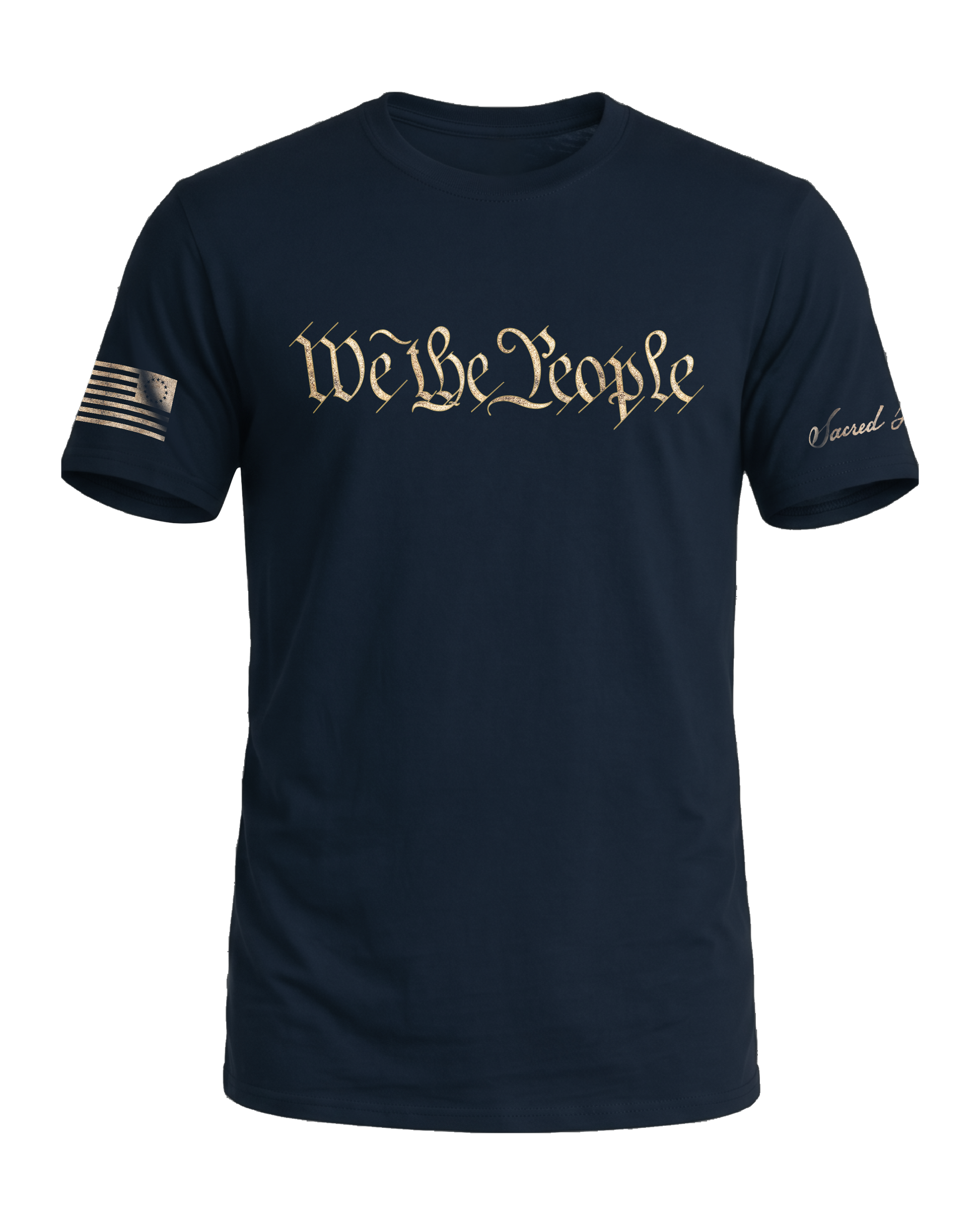 Sacred Honor We The People Weathered Parchment Tee in Old Glory Navy — American-made