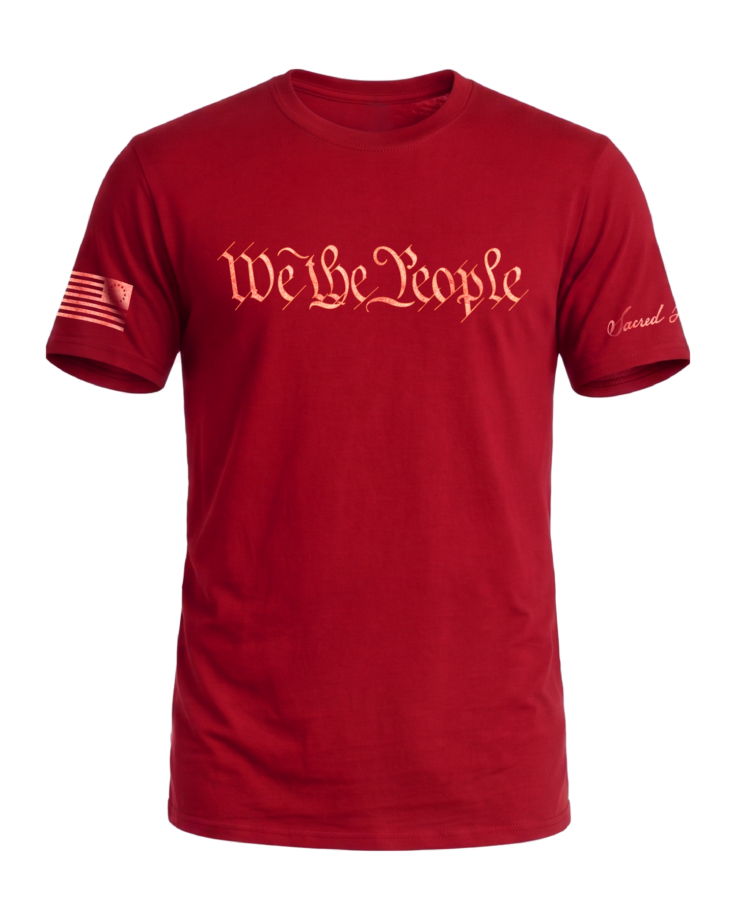 Sacred Honor We The People Weathered Parchment Tee in Valley Forge Red — American-made